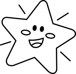 Star Cartoon Vector Illustration. Simple Outline Star Coloring Page