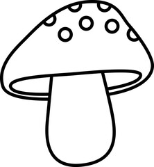 Vegetable Vector Illustration. Simple Outline Vegetable Coloring Page. Mushroom Outline Vector.