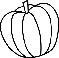 Pumpkin Vector Illustration. Simple Outline Pumpkin Coloring Page