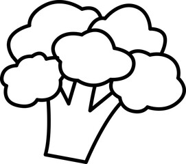 Vegetable Vector Illustration. Simple Outline Vegetable Coloring Page. Broccoli Outline Vector.