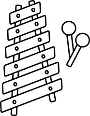 Xylophone Vector Illustration. Simple Outline Xylophone Coloring Page.

