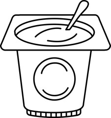 Yoghurt Vector Illustration. Simple Outline Yoghurt Coloring Page.