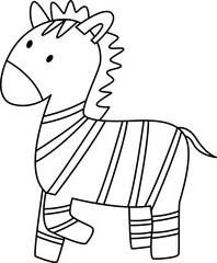 Zebra Cartoon. Simple Outline Zebra Coloring Page.
