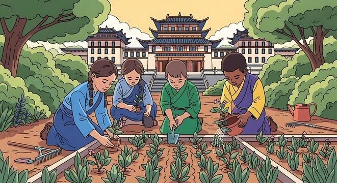 Kids gardening. - Powered by Adobe