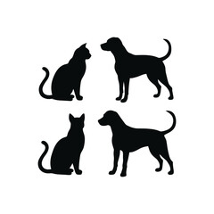 Dog and Cat Silhouette Vector Illustration
