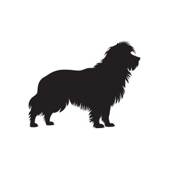 Long Haired Dog Silhouette Vector Illustration