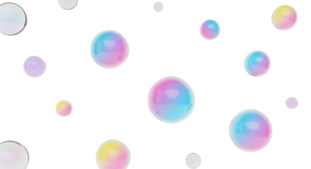 Iridescent soap bubble array with colorful reflections against a black void