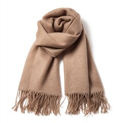 Beige wool wrap scarf, draped