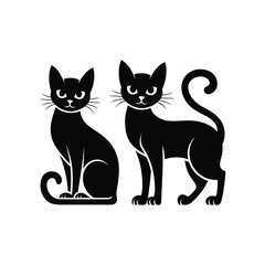 Black Cat Silhouette Illustration – Pair of Cats Vector Design