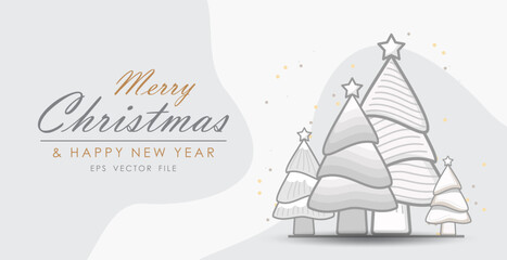 Merry Christmas banner with some Christmas tree decorations for festive cheer