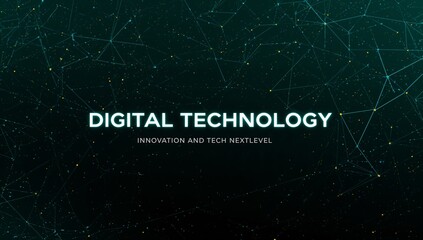 Abstract green technology web banner with connected dots and thin lines wave. Plexus polygonal tech background. AI innovation concept. Digital tech bg is great for using as a cover, presentation,  ai