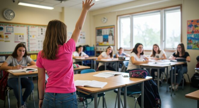 Classroom engagement activity school educational indoor setting student perspective learning environment - Powered by Adobe