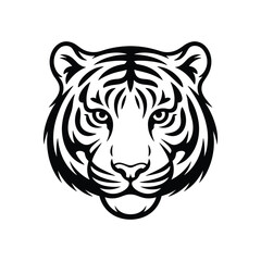 Black and White Tiger Head Illustration