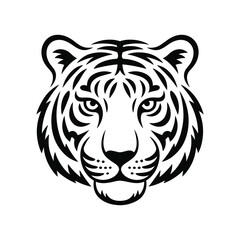 Tiger Head Vector Illustration in Black and White