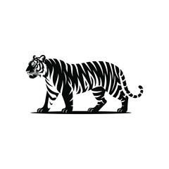 Black and White Tiger Silhouette Illustration