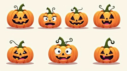 set of halloween pumpkins