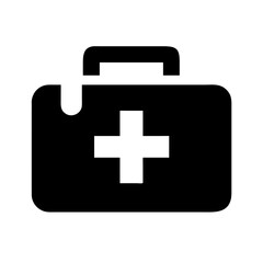 First aid kit icon with red cross and medical bag illustration