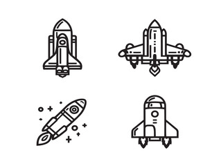 Obraz premium Satellite and Spacecraft Icons for Science Projects