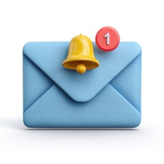 Light blue envelope with notification bell and number 1