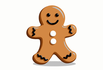 Smiling Gingerbread Cookie with Buttons and Icing Decor on Display Against a Bright Background, Embodying Festive Holiday Joy and Culinary Craftsmanship