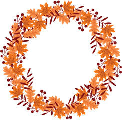 Circle Dried Flower and leaves vector.