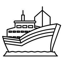 Cargo Ship Line Vector