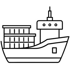 Cargo Ship Line Vector