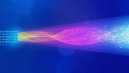 Abstract Data Stream and AI Processing Visualization on Deep Blue Background ,abstract blue background