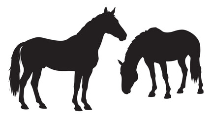black and white silhouette vector set of horses