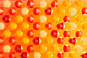 Abstract 3D computer generated render of Yellow and Orange Geometric Shapes on Gradient Background