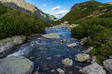 Autumn view of the Valley of Five Polish Lakes in the High Tatras.