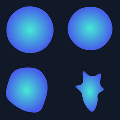 Set Abstract Colorful Gradient Blob with Blur Effect in Blue  and Green