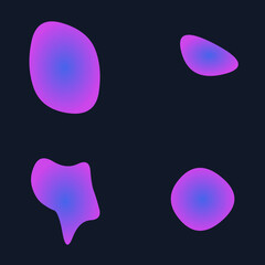 Set Abstract Colorful Gradient Blob with Blur Effect in Blue and Purple