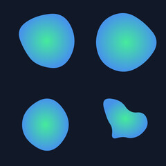 Set Abstract Colorful Gradient Blob with Blur Effect in Blue  and Green