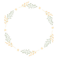 Watercolor frame with yellow and green twigs.