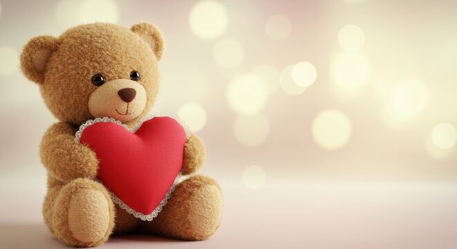 Cuddly holding heart cozy room soft focus adorable concept for valentine's day
