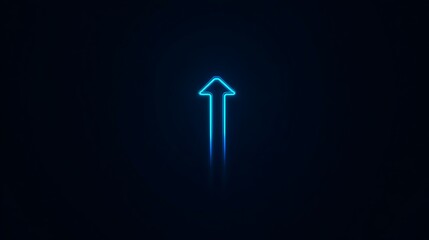 Neon Blue Upward Arrow Sign on Dark Background for Technology and Innovation