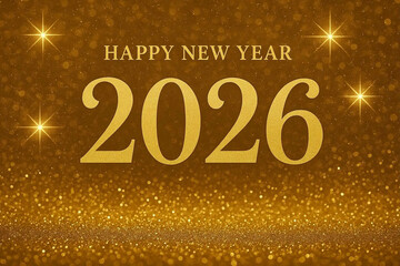 New Year's Eve 2026 Celebration background with gold glitter.