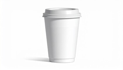 Clean 3D render of short wide paper cup mockup with lid, isolated on white background, ideal for branding, coffee shop marketing, and packaging design projects