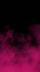 Vibrant magenta smoke mist texture isolated on black background abstract atmospheric vapor effect...