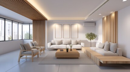 Fototapeta premium Modern Japanese Living Room Interior Design.