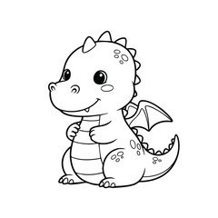 A cheerful cartoon dragon character with a friendly smile and small wings, perfect for children's themes and activities.
