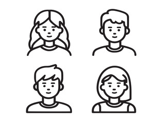 Creative teenager daily life icons in minimal line artwork