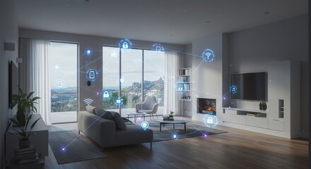 Smart Home Automation Connected Living Room Modern Technology