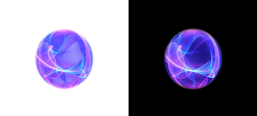 Sphere, orb, neon, futuristic, ai glowing digital PNG sphere. Futuristic PNG Overlay with transparent background for cyber, technology, science, code, abstract design.
