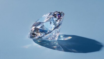 A flawless diamond on a light blue background