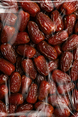 Fresh dates fruit in plastic packaging