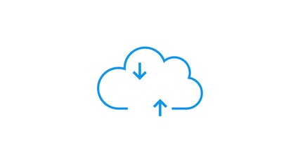 Animated cloud upload and download icons representing data transfer and connectivity - Powered by Adobe