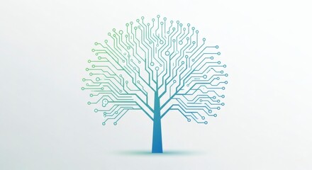 Naklejka premium Abstract tree vector illustration with green leaves