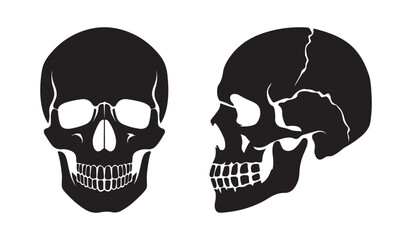 black and white silhouette vector set of skulls